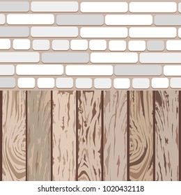brick wall and wooden floor
