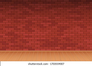 Brick wall and wooden floor background vector design illustration 