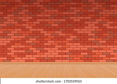 Brick wall and wooden floor background vector design illustration 