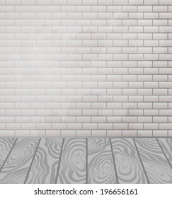 Brick wall and wooden floor interior vector illustration
