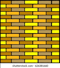 Brick wall with yellow, grey and brown element vector background.