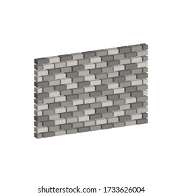 Brick wall.Vector isometric and 3D view.