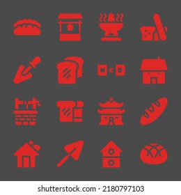 iconos web de ladrillo. Pozo de pan y agua, símbolo de pan y casa, signos vectoriales