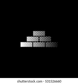 brick - white vector icon ; halftone illustration