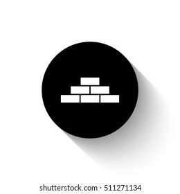 brick - white vector  icon with shadow