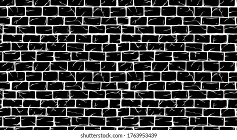 Brick White Wall seamless pattern, old rectangle bricks for poster house facade decoration.  Rough vintage exterior/interior of room, tool shop, DIY store, garden center, graffiti art. Vector texture