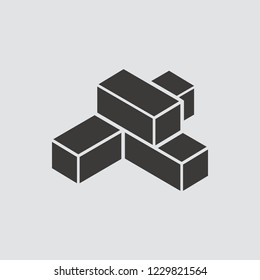 Brick work icon isolated of flat style. Vector illustration.