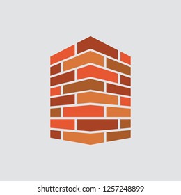 Brick work icon isolated of flat style. Vector illustration.