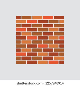 Brick work icon isolated of flat style. Vector illustration.