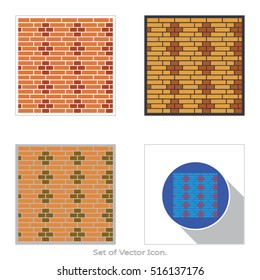 Brick work icon. Set of flat style. Vector illustration.
