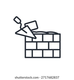 icono de trabajo de ladrillo. Vector. Trazo editable. signo de estilo lineal para uso Diseño web, logotipo. Ilustración de símbolo.
