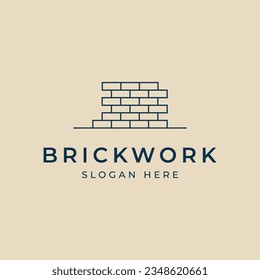 diseño minimalista de ilustración de vectores de diseño minimalista de líneas de logotipo de trabajo de ladrillo