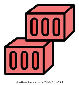 Brick worker icon outline vector. Mortar wall. Build cement color flat