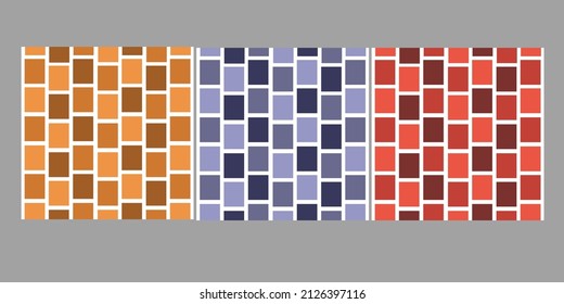Brick yellow, blue and red seamless pattern fabric tile on white background. Geometric square stylish pattern. Graphic line texture wallpaper vector. 