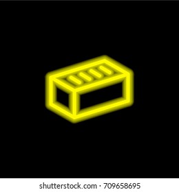 Brick yellow glowing neon ui ux icon. Glowing sign logo vector