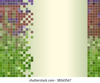 brick-green-purple tiles mosaic card, vector