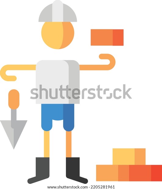 Bricklayer Isolated Design Element Stock Illustration Stock Vector ...