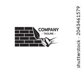 Bricklayer Logo with Hand Holding Trowel Construction Building Concrete Cement concept on white background Vector illustration