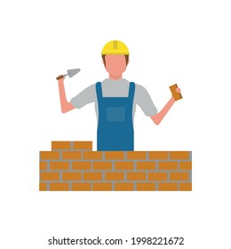 Bricklayer man icon on white background