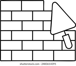 Albañil con concepto de contorno de paleta de mampostería, Construcción de la pared con diseño de íconos de Vector cantero, Símbolo del Día del Trabajo, Signo del 1 de mayo, Ilustración de stock de Trabajador Internacional