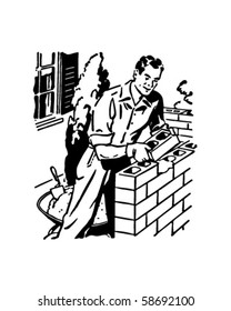 Bricklayer - Retro Clip Art