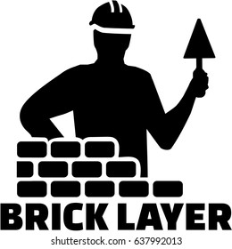 Bricklayer silhouette with job title