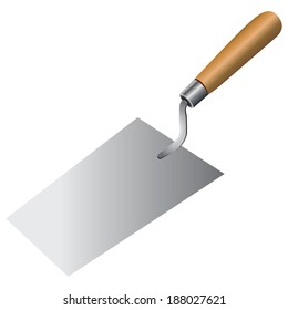 Bricklayer tool to work with cement mortar. Vector done manually without a trace.