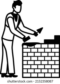 bricklayer vector icon design, Crafting occupations symbol, hobby and art works Sign, Creative People stock illustration, brick mason Concept