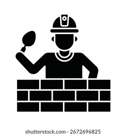 Bricklayer Vector Icon which can easily modify or edit

