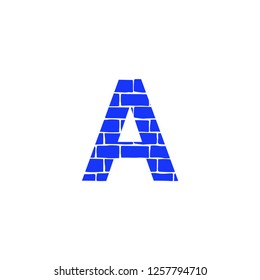 Bricklayer Vector Logo Letter A. A Letter Design Vector