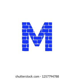 Bricklayer Vector Logo Letter M. M Letter Design Vector