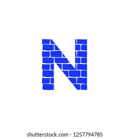Bricklayer Vector Logo Letter N. N Letter Design Vector