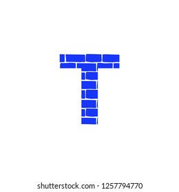 Bricklayer Vector Logo Letter T. T Letter Design Vector
