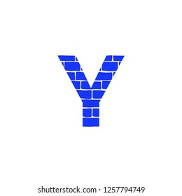 Bricklayer Vector Logo Letter Y. Y Letter Design Vector
