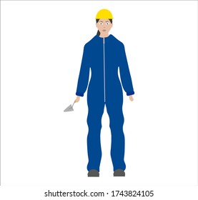 bricklayer woman. illustration for web and mobile design.