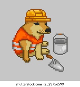 Trabalhador de pedreiro, cão de arte pixel