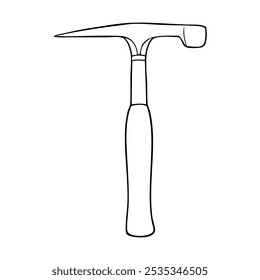 bricklayers hammer outline vector illustration,isolated on white background,top view