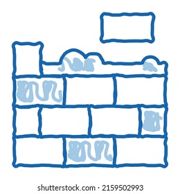 Bricklaying sketch icon vector. Hand drawn blue doodle line art Bricklying sign. isolated symbol illustration