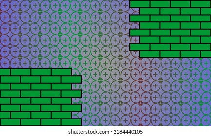 Bricks Background With Plus Symbol Pattern. Abstract Vector