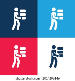 Bricks blue and red four color minimal icon set