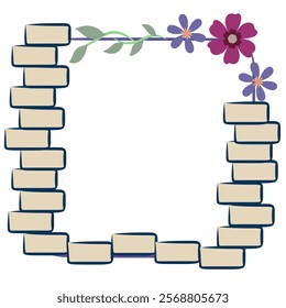 Bricks border frame flower cartoon illustration