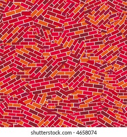 Bricks broken. Seamless vector wallpaper. All colors easy for change