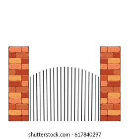 bricks castle tower, wall stone, fence vector illustration
