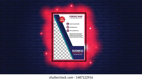 
bricks and company banners with red neon surrounding it