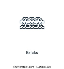 Bricks concept line icon. Linear Bricks concept outline symbol design. This simple element illustration can be used for web and mobile UI/UX.