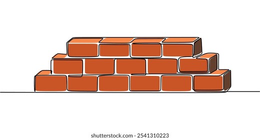 Bricks or Concrete Blocks Stacked. Continuous One Line Drawing Representing the Building and Construction Industry.