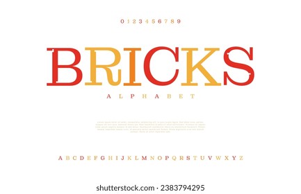 Bricks creative modern urban alphabet font. Digital abstract moslem, futuristic, fashion, sport, minimal technology typography. Simple numeric vector illustration