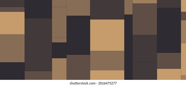 Bricks of different colors are laid in the wall. Horizontal banner. Vector background.