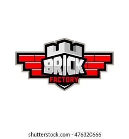  Bricks factory logo, emblem, badge, icon vector. 