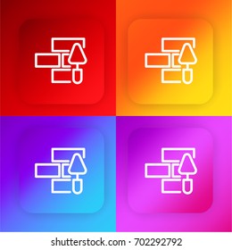 Bricks four color gradient app icon set